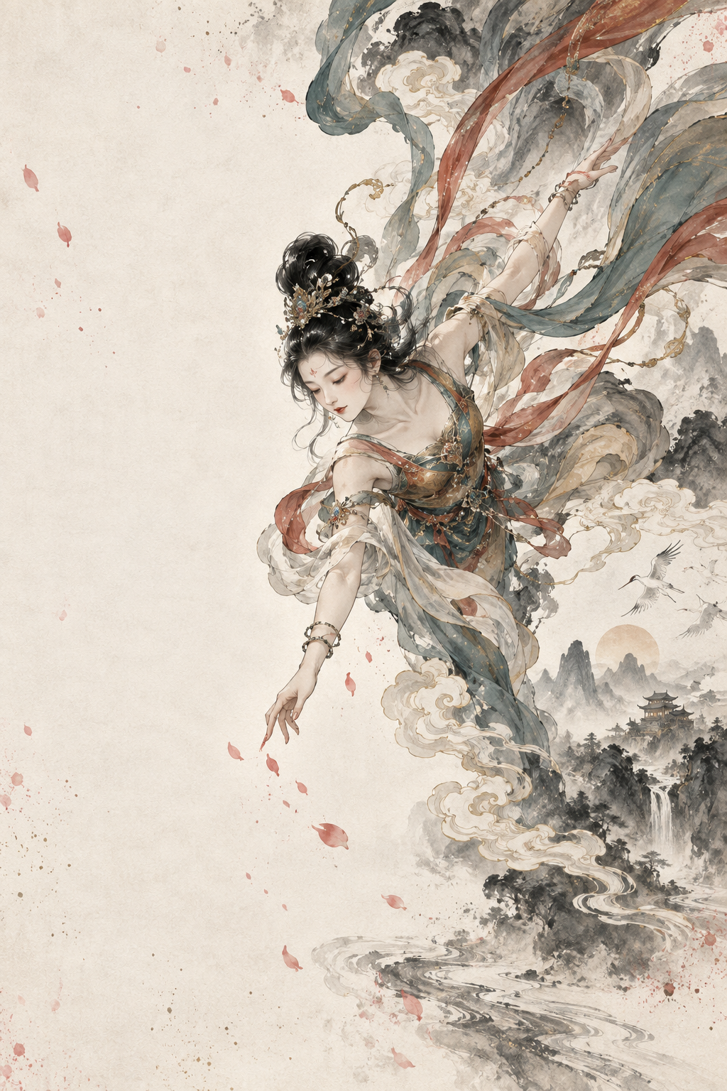 水墨仕女图